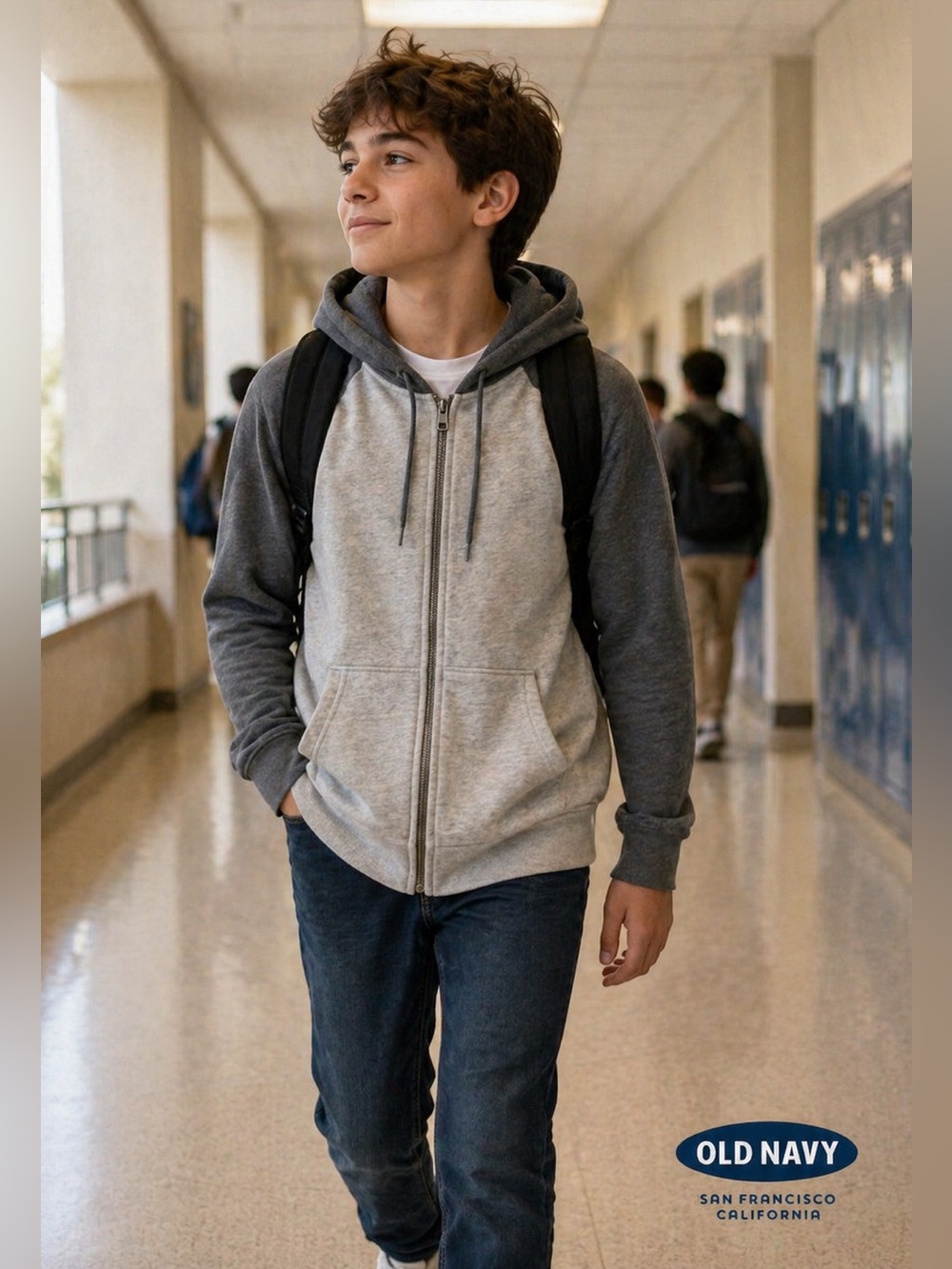 Old Navy Gray and Dark Gray Men's Hoodie Jacket